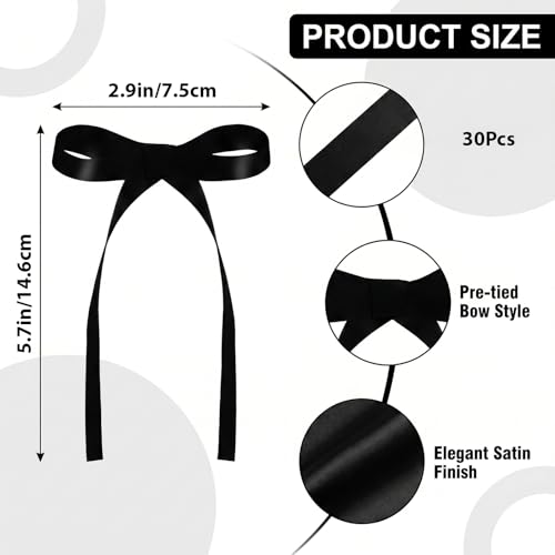 Black Bow Cake Toppers - 30 Pack Elegant Ribbon Decorations for Cakes & Cupcakes - Variation: Black