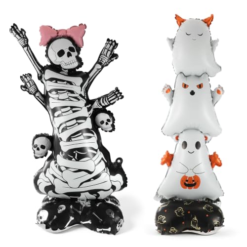 Halloween Ghost & Skeleton Foil Balloons - 2 Pack Spooky Party Decor