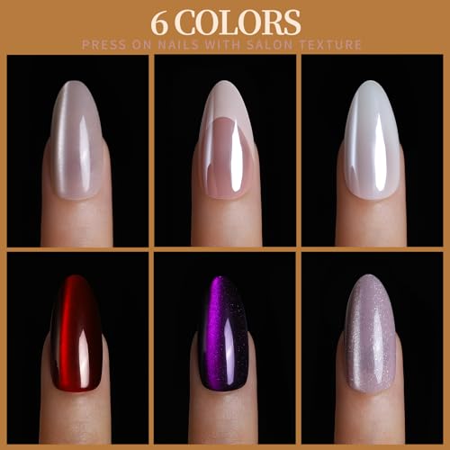 Press On Nails Kit with 6 Colors Almond Fake Nails & Accessories