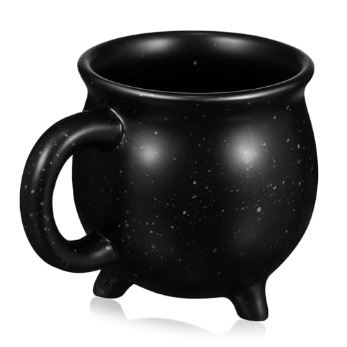 Halloween Witch Cauldron Mug - Ceramic 16oz Coffee Cup with Witch Hat Lid