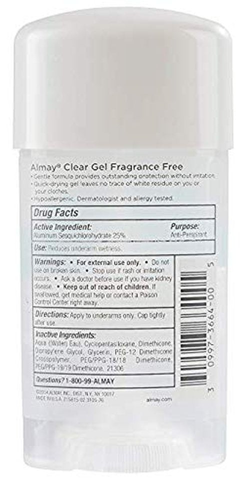 Almay Sensitive Skin, Clear Gel Fragrance Free - 2.25 oz, (Pack of 6)