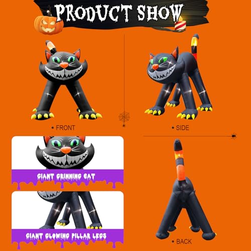 14FT Giant Halloween Inflatable Black Cat with LED Lights - Outdoor Yard Decoration, Indoor Party Supplies - Variation of THIS listing