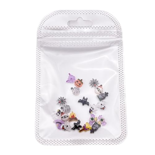 Halloween Nail Art Charms Set - 100pcs 3D Pumpkin, Ghost, Broom & Web Shapes - Variation Halloween-5