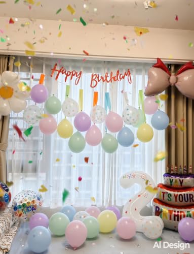 Pastel Rainbow Balloons with Polka Dot Design - Adeyoo, 12 Inch, 50 Pcs, No Mess Confetti Effect