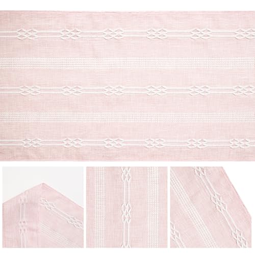 Pink Farmhouse Embroidered Table Runner 13x72 Inch - Seasonal Kitchen Decor