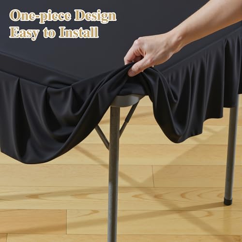 Black Square Tablecloth 54x54 Inch Elastic Fit 2 Pack for 54" Tables - Party Talk