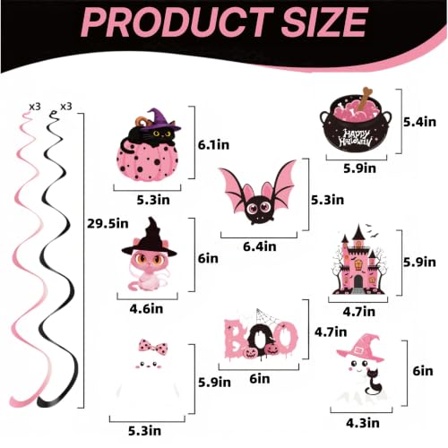 Pink Halloween Ghost Decorations Set – Hanging Swirls & Banners for Girls Parties