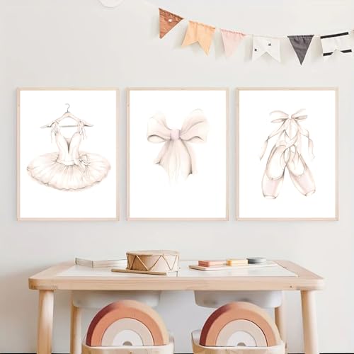 Ballet Dress Wall Art Canvas Print - Ballerina Poster Nursery Decor 16x20 Inch No Frame