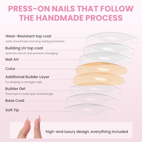 Press On Nails Silver Lining - Short Almond Fake Nails, Reusable Manicure