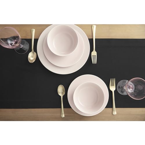 Solino Home Cotton Linen Table Runner Black Hemstitch 14x132 in - Variation 04