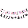 Halloween Banner Garland Pink Purple Witch O'clock Party Decor