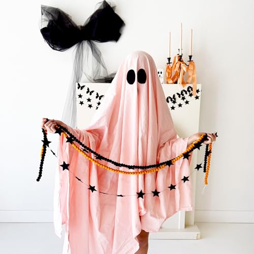 Black Butterfly Garland - Pre-Strung Felt Halloween Wall Decor, 9 Feet - Black