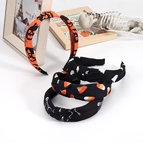 Halloween Headband-C 4 Pack Skull Ghost Pumpkin Hairbands for Women & Girls
