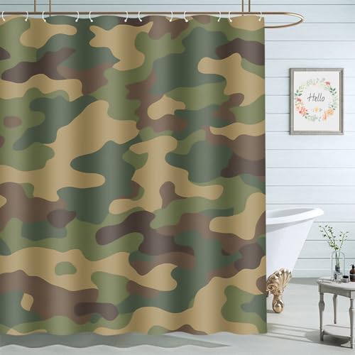 Moslion Green Camouflage Waterproof Bathroom Shower Curtain 72x72 Inches with Hooks - Variation of THIS listing