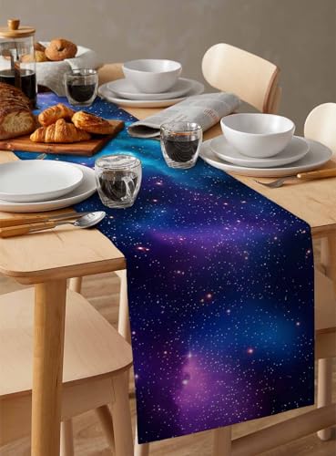 Starry Sky Space Galaxy Celestial Linen Burlap Table Runner 13x120 Inches - Starry Skythh2558