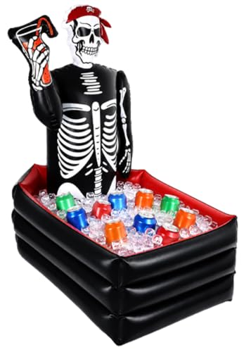 Inflatable Skeleton Coffin Cooler for Drinks - Large Halloween Party Ice Bucket