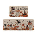 Halloween Decorative Kitchen Rugs Set of 2 - Ghost, Pumpkin, Skeleton, Mushroom, Multi-Color