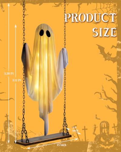3.3 FT Outdoor Hanging Swing Ghost Halloween Decorations - 2 Pack