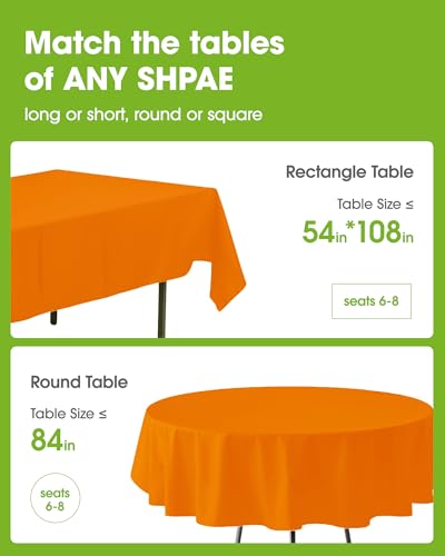 Disposable Plastic Tablecloth 54x108 Inch 12 Pack - Orange, Halloween & Fall Party Decor
