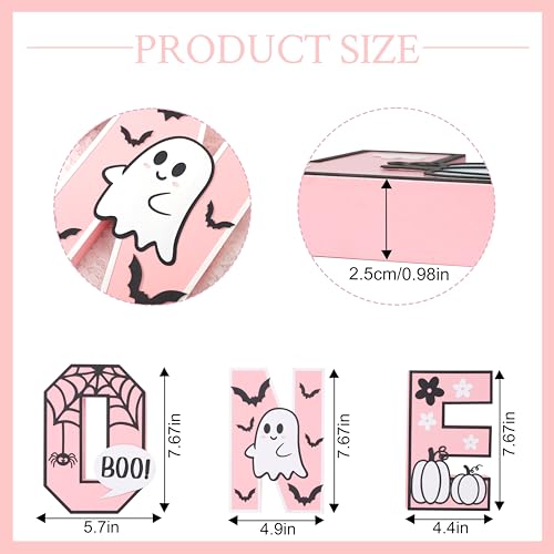 Halloween Wooden Sign - Pink 'ONE' Letter Table Decoration for Baby Girl Birthday