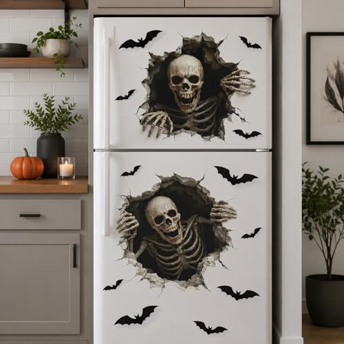 Halloween Skeleton Wall Stickers 3D Spooky Decals for Haunted House & Party Decor