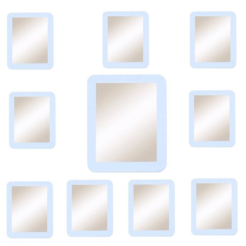 mpowtech 10 Pack White Magnetic Locker Mirror,5" x 7" Iocker Mirror Magnetic - Small Mirrors for School Locker, Bathroom, Workshop Toolbox, Office Cabinet,Easy Install