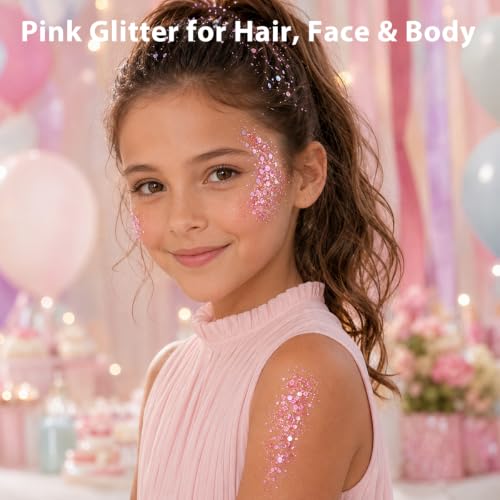 Pink Body Glitter Stick - Sparkling Face & Hair Makeup for Festivals & Parties