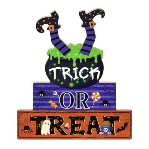 Putuo Decor Halloween Witch Cauldron Sign - Trick or Treat Variation