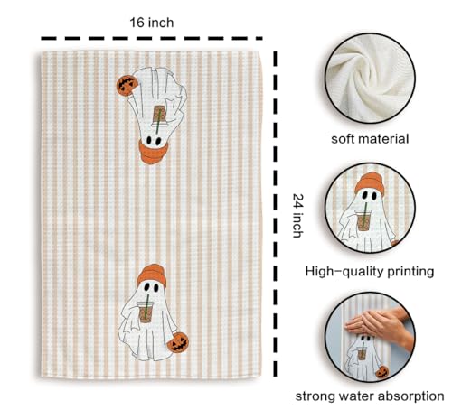 Halloween Ghost Pumpkin Dishcloths Beverages Variation - Fall Kitchen Tea Towels