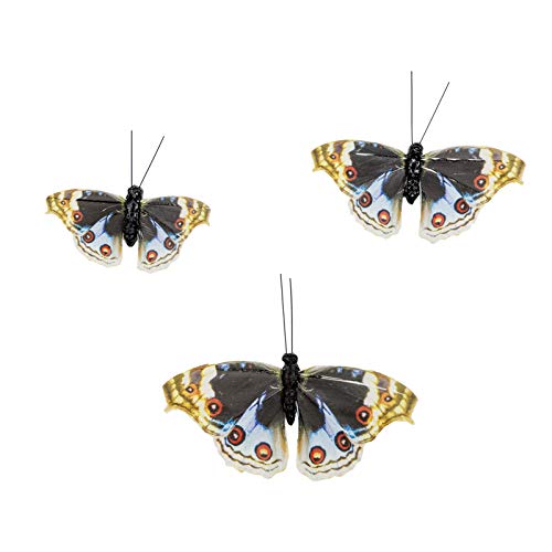 Berfutall 12-Piece Junonia Orithya Feather Butterfly Set on Picks - Floral & Craft Decor - Variation B