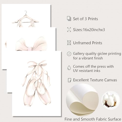Ballet Dress Wall Art Canvas Print - Ballerina Poster Nursery Decor 16x20 Inch No Frame