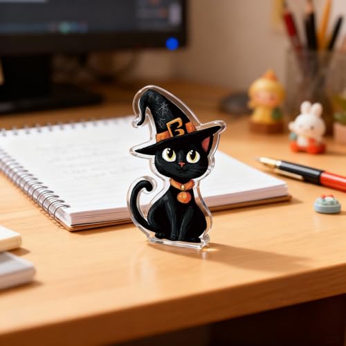 Black Cat Halloween Decor Desk Ornament Acrylic Cute Cat Gift