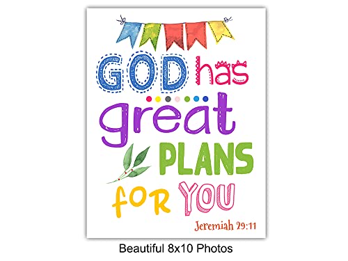 8x10 Christian Wall Art - Bible Verse Religious Decor for Kids & Bedroom