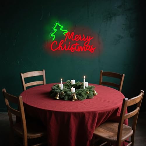 Red Neon Sign - Christmas Neon Wall Decor, LED Indoor Light, USB Powered