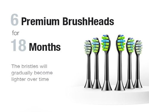 7AM2M Ultrasonic Electric Toothbrush with 6 Brush Heads for Adults&Kids, Type C Rechargeable, One Charge for 120 Days, 5 Modes&40000VPM Powered Toothbrush, 2 Minutes Built in Smart Timer (Black)