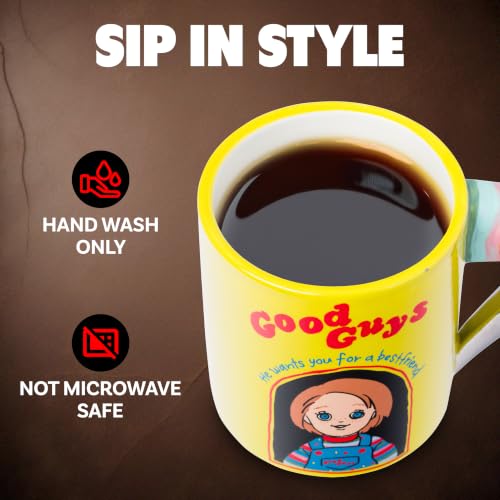 Chucky Horror Mug with Knife Handle - 22oz Good Guys Themed Coffee Cup - Horror Gift