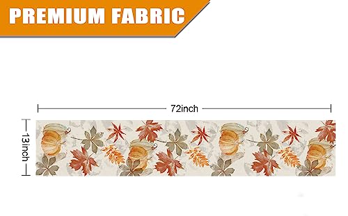 Fall Table Runner Pumpkin Maple Leaf Watercolor 13x72 Inch Seasonal Autumn Dining Decor - GAGEC