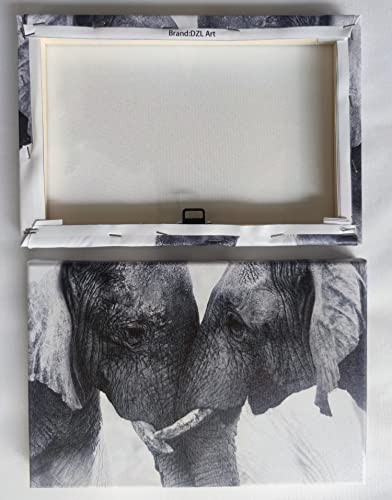 48 Inch Black and White Elephant Wall Art Canvas Painting - Ready to Hang for Living Room Bedroom Office