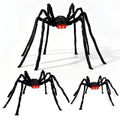 Giant Black Spider Family Set - 8Ft, 5Ft & 3Ft Halloween Decorations with Glowing Eyes
