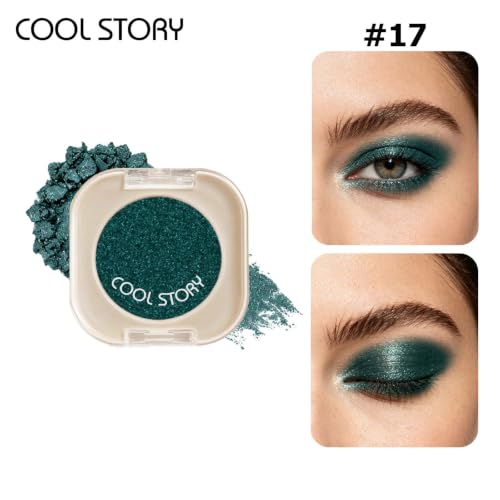 Deep Teal Shimmer Eyeshadow - Single Bold Metallic Glitter Eye Makeup