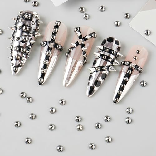 Silver Punk Bullet Rivet Nail Charms 12-Grid 3D Alloy Nail Art Decorations