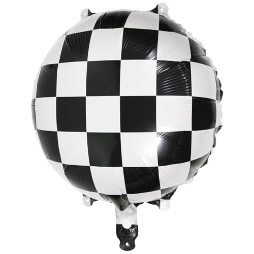 Black and White Checkered Balloons - 18 Inch Foil Race Car Party Decor, 15 Pack