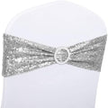 50 Pack Silver Sequin Chair Sashes with Buckles - Elegant Party Wedding Decor