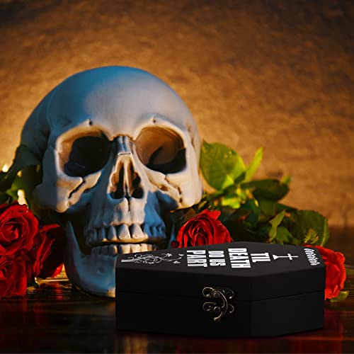 Halloween Wooden Coffin Ring Box Black Gothic Wedding Decor - Bearer Gift