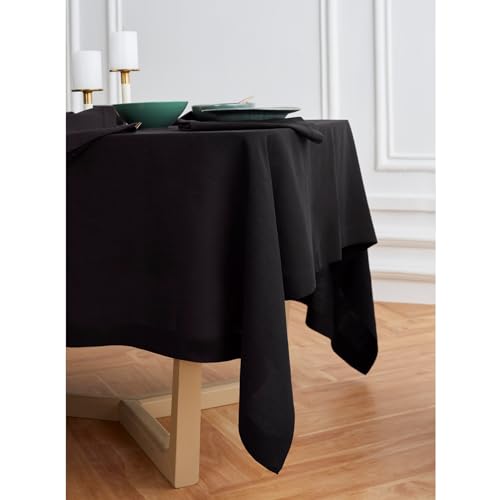 Black Linen Tablecloth 70 x 90 Inch - Sonoma Pure European Flax, Rectangular, Handcrafted