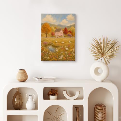 Rustic Fall Duck Floral Wall Art Canvas Framed Painting 11x14 - Variation of Floral