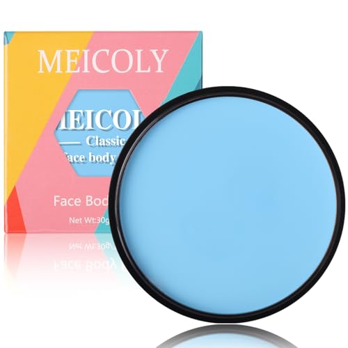 Light Blue Face Body Paint - 1.05oz Water-Based Washable Sadness Makeup for Halloween Cosplay