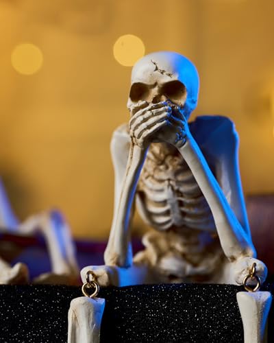Halloween Mantel Decor See No Speak Hear No Evil Skeletons Resin Statues - Spooky Wall Art