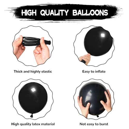 Black Balloon Arch Kit - 134pcs Matte Latex Garland with Accessories
