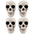 Halloween Skeleton Decor Set with 4 Plastic Skulls, Cobweb & 20 Spiders